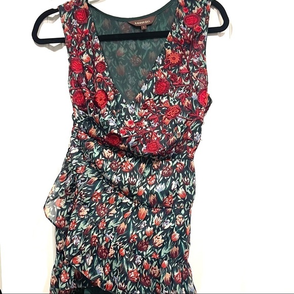 Ranna Gill Posie Embroidered floral Wrap Tie Waist Blouse - Picture 6 of 12